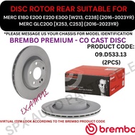BREMBO GENUINE DISC ROTOR (REAR) FOR MERC E180 E200 E220 E300 [W213, C238] '16-23YR / GLC200 [X253, 