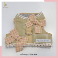 Glitter Pooch ชุดรัดอก สายจูง เสื้อผ้า สุนัข หมา แมว สัตว์เลี้ยง พร้อม สายจูง รุ่น Inka Girl Yellow 