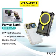 Awei PA-10 10000mah power bank 20w fast charging power bank magnetic wireless power bank mini