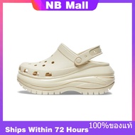 ของแท้พิเศษ Crocs Classic Mega Crush Clog Bone White Shoes Non-Slip Thick Sole Beach Sandals 207988-