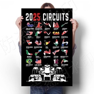2025 F1 World Grand Prix Schedule Poster Racing Car Wall Decal for Bedroom Modern Decorative Art Pri