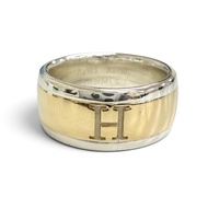 Excellent condition △HERMES AU750 AG925 H logo ring, gold and silver, size 48 (JP size 8), weight 8.
