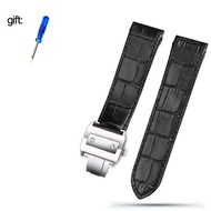 <901>สายนาฬิกาหนังคุณภาพสูงเหมาะสำหรับ Cartier Santos Strap Santos 100 Men S And Women S Folding Buc