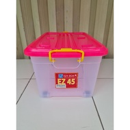 EZY CONTAINER BOX 45 LITER BENING/TRANSPARANT DENGAN RODA