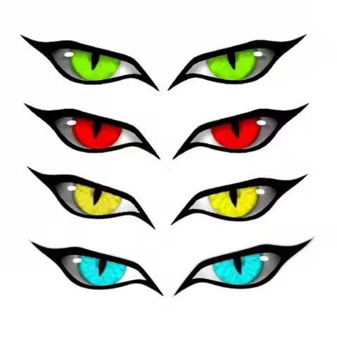 2 Pcs VINYL 3D Stereo Eyes Stickers Waterproof Strong Reflective Rearview Mirror Stickers Cat Eyes D