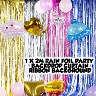 Sun Bear 1M x 2M Rain Foil Party Backdrop Curtain Ribbon Background Photo Booth Balloon Birthday Wed