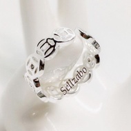 #K67 Silver Plated Coin Design Ring Open End Adjustable Size 镀纯银福字手镯 Perak Cincin Ladies Girls Women