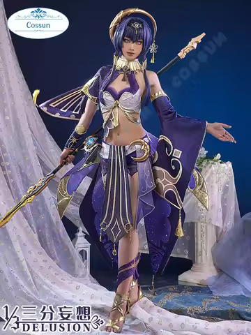 Genshin Impact Candace Cosplay Costume Halloween Party Outfit Women Black Skin Heteropupil Game Suit