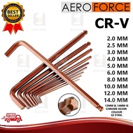 (MAROON) AEROFORCE CRV STEEEL LONG ARM HEX KEY ALLEN KEY 12MM 14MM