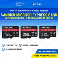 SanDisk MicroSD Express Card 128GB 256GB 512GB Works with Nintendo Switch 2 Up to 880MB/s read speed