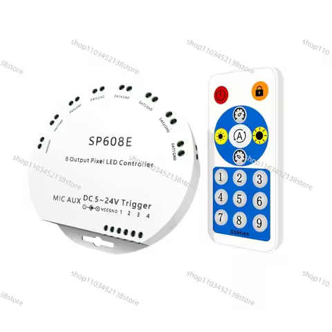 SP608E Bluetooth Full-color Light Strip 8-channel Independent Signal Output Controller Mobile APP Co