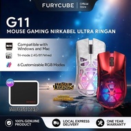 FURYCUBE G11 Mouse Metallic Red Wireless Mice For Gaming Office PAW3311 Sensor 2.4G Mouse 400 Mah Co