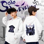 2025 (พร้อมส่ง)ใหม่ Anime Solo Leveling Jin Woo ฮู้ดดี้เด็กป๋าบอล kid' hoodie ผ้า Cotton 100% ใส่สบา
