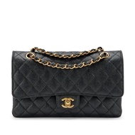 Chanel Black Quilted Caviar Medium Classic Double Flap Gold Hardware, 2022
