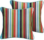 Mozaic Company Sunbrella Indoor/Outdoor Corded Pillows, Carousel Confetti and Canvas Aruba, Set of 2