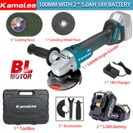 Kamolee Tool 18V 100mm Brushless Penggiling Sudut Listrik Pemoles multifungsi