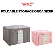 Waterproof Foldable Home Storage Box w Metal Frame Support for Toy Clothes Bed Sheets Towels Blanket Organizer Container