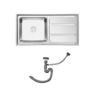 Global House CLOSE อ่างล้างจาน 1หลุมมีที่พัก SUS304 ขนาด 50x80x20ซม. ARGUS-02 รับประกันของเเท้