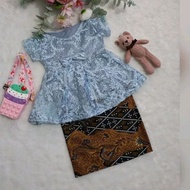 Baju raya peplum budak newborn baby - 1 year baby blue warna biru cair