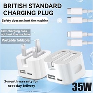 35W PD usb-c dual-port fast charging plug foldable charger for ip 6-17 Xiaomi/Samsung/Huawei/Honor