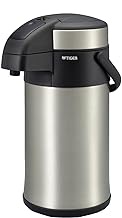 Tiger Thermos Flask, Thermal, Tabletop, Stainless Steel, Air Pot, 1.6 gal (4.0 L), MAA-C400-XC, Clear Stainless Steel