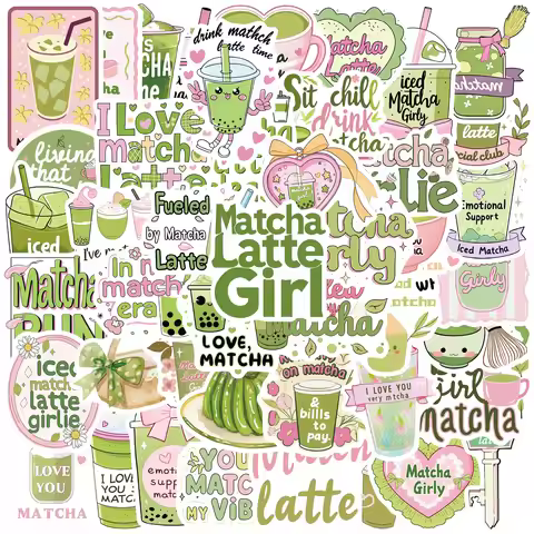 50pcs Matcha Latte Girl Aesthetics Graffiti Stickers Phone Guitar Laptop Notebook Suitcase Waterproo