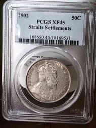 1902年 海峽殖民地 50仙 PCGS XF45