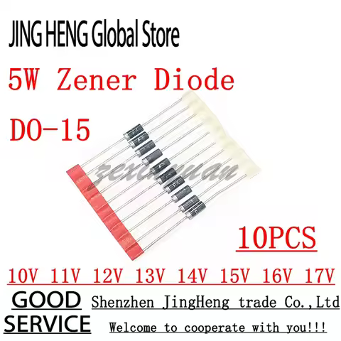 10PCS 5W Zener Diode DO-15 10V 1N5347B 11V 1N5348B 12V 1N5349B 13V 1N5350B 14V 1N5351B 15V 1N5352B 1