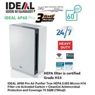 IDEAL AP60 Pro Air Purifier Coverage 70 SQM (750sqf) True HEPA 0.003 Micron H14 Filter c/w Activated
