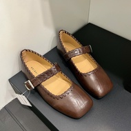 WOMEN'S SQUARE TOE VELVET LEATHER DOLL SHOES QC FULBOX 708-5