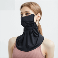 全城熱賣 - 戶外防曬面罩女錦綸冰絲圍脖遮陽防紫外線騎行防曬面罩（黑色 ）