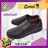 Camel CM 116 รองเท้าคัดชู หนังวัวแท้ สำหรับผู้ชาย สีดำ ใส่ทำงาน ใส่ออกงาน เย็บพื้นทนทาน รองเท้าใส่ทำ