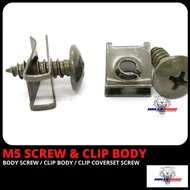 (1PCS) M5 SCREW & CLIP BODY SCREW DAN CLIP COVERSET SCREW YAMAHA LC Y15 NMAX NVX LAGENDA Y125Z NOUVO