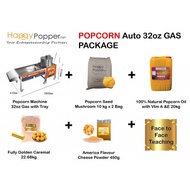 Happypopper Business Package Includes Teaching Commercial Popcorn Machine Maker Gas 32oz 32 oz Seed Caramel 燃气爆米花机生意配套