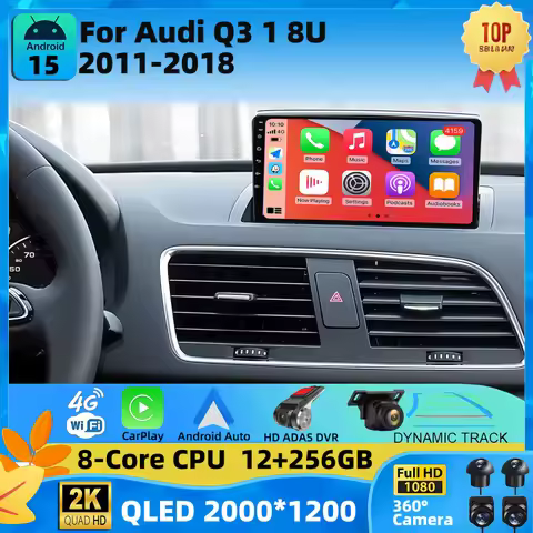 CarPlay Car Radio For Audi Q3 1 8U 2011 2012-2018 2K 12+256 QLED Android 15 Multimedia Video Player 
