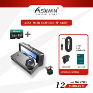 Asawin กล้องติดรถยนต์ A5สำหรับเครื่องบันทึกกล้องสำหรับรถยนต์ด้านหน้าและด้านหลังกล้องติดรถยนต์ขนาด3.16นิ้ว IPS การมองเห็นได้ในเวลากลางคืนวงจรอัตโนมัติวิดีโอ