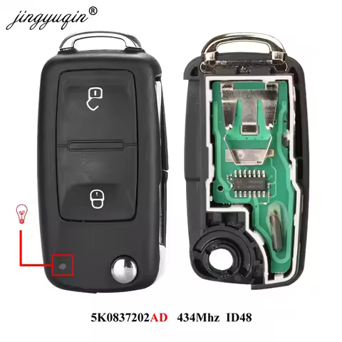 jingyuqin 2BTN Flip Remote 7E0 837 202 AD Car key 434MHz ID48 for VOLKSWAGEN VW Amarok Transporter M