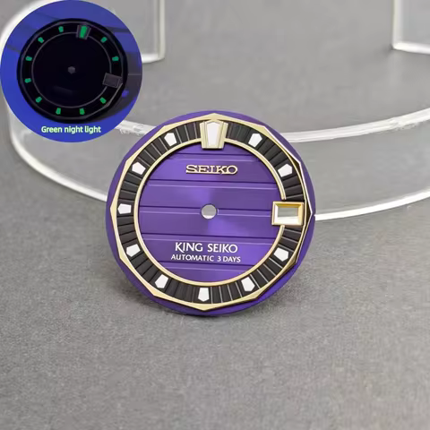 33mm S Dial, NH35 Movement Dial, Green Luminous Double-Layer Dial for King Seiko Mod