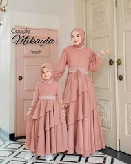 VIP FASHION MIKAYLA KF BAHAN CERUTY BABYDOLL COUPLE MOM &amp; KIDS Dress Muslim Wanita Dewasa Couple Keluarga Lebaran 2023 Dress Kids Anak Perempuan Baju Gamis Couple Ibu Dan Anak Gaun lebaran Model Terbaru Couple Kakak Dan Adik Perempuan