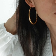 Thick Large Earrings Gold-Plated Exaggerated Simple Earrings Circle Earrings Trendy Fashion Plain Ci