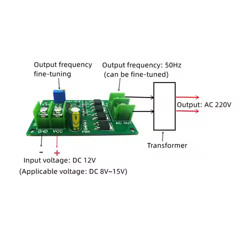 DC 12V To AC 220V Inverter Kit DC-AC 12V Frequency Converter 12W 50Hz Square Wave Signal Generator M