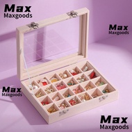 MAXG Velvet Ring Box Tray, Dustproof 12 /24 Grid Jewellery Organiser Storage, Exquisite Multi-functi