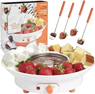 Chocolate Fondue Maker - Electric Chocolate Melting Pot Set with 4 Steel Forks, Stainless Steel Bowl, Serving Tray for Quick Melting