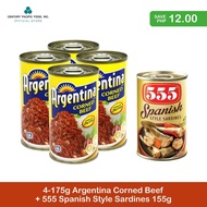 Argentina Corned Beef 175g Pack of 4 + 555 Spanish Style Sardines 155g