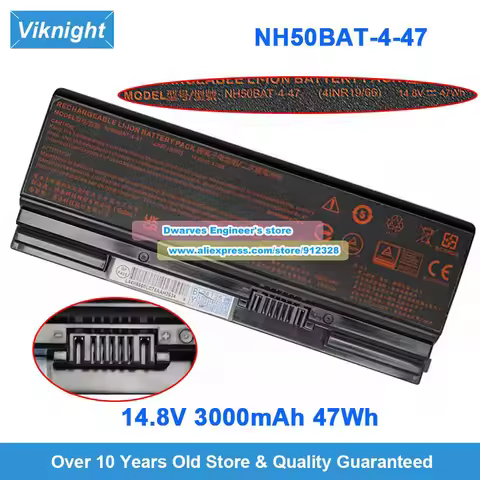 NH50BAT-4-47 Laptop Battery 14.8V 3000mAh 47Wh for 4INR19/66 Z6 Z7 Z8 Machenike T58 Thunderobot 911 