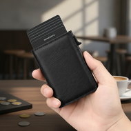 Men's Carbon Fiber RFID Wallet, Aluminum Alloy Magnetic Card Holder with Money Clip, Slim Anti-Theft