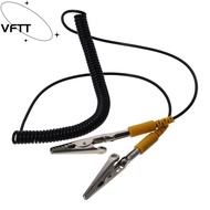 VFTT Coiled Cord, Black PU,Metal Anti-Static ESD Grounding Cable, 180cm / 71" Male-to-Female 2mm wit