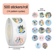 500Paste14Zhang Xuanxuan Bluey Round Curly Stickers for Decorating Suitcases and Phone Cases X9CQ