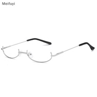 [Meifuyi] Vintage Glasses Metal Frame Half Without Lens Girls Chic Cosplay Party Decoration Lensless Metal Half Frame Glasses With Chain COD