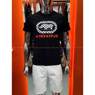 HR10 H.RHINO Men's T-shirt Round Neck Black Gray, 2-Way Stretch Cotton, Nice Standard Form.
